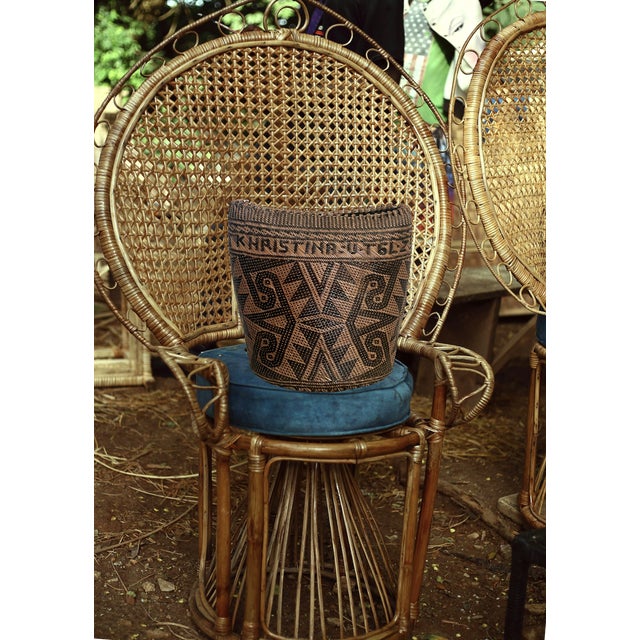 1973 Hand Woven Rattan Basket, Tote, Backpack, Borneo - Indonesia, Signed and Dated For Sale - Image 14 of 14