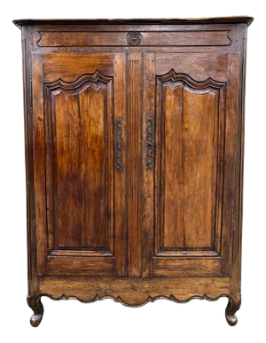 Antique 19th Century French Provincial Louis XV Style Carved Armoire