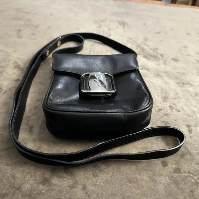 21st Century Vintage Black Leather Micro Shoulder Bag by Salvatore Ferragamo For Sale - Image 9 of 16