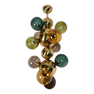Glass and Brass Italian Mid-Century Modern Chandelier