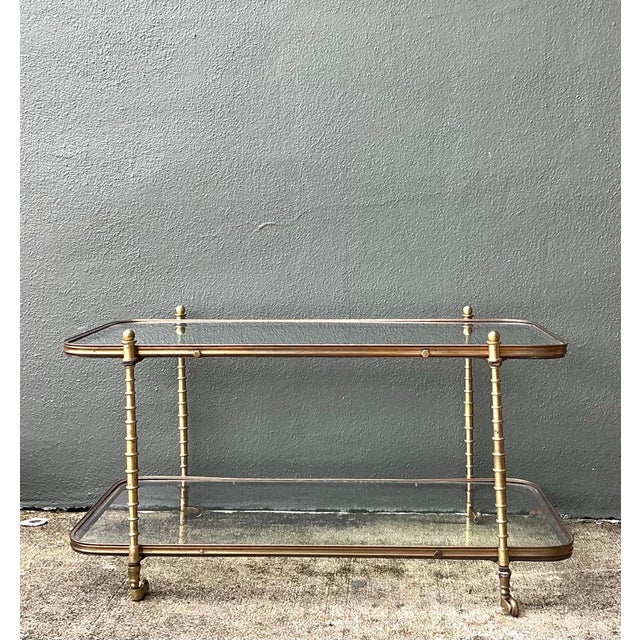 Vintage Brass Faux Bamboo Coffee Table For Sale In West Palm - Image 6 of 12