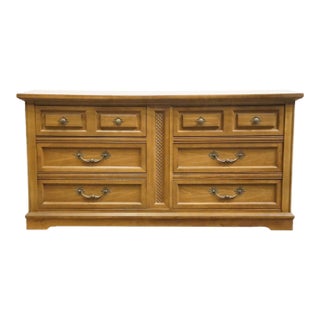 Bassett Furniture Solid Pecan Italian Mediterranean Style 62" Double Dresser 290-28-217 For Sale