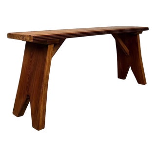 Antique Early 20th Century English Pitch Pine Bench For Sale