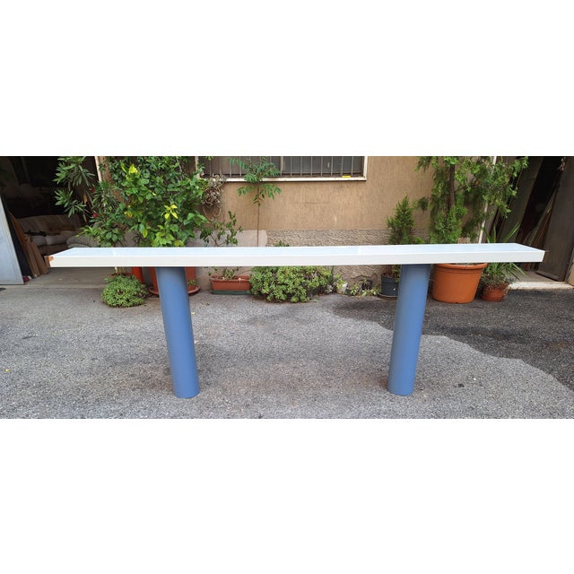 Console in White Lacquer with Cylindrical Plastic Legs by Tresoldi Salvati, 1980s For Sale - Image 4 of 11