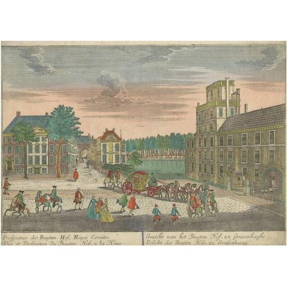 Georg Balthasar Probst, Illustration of the Buitenhof in the Hague, Netherlands, 1770, Print For Sale - Image 6 of 6