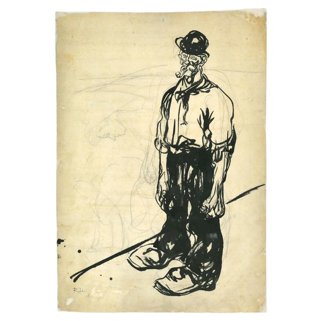 Gabriele Galantara - Farmer - Drawing - 1909 For Sale