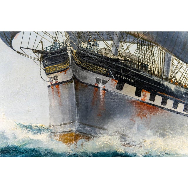 Late 20th Century Masterful Naval Oil on Canvas Painting of the Clipper Ship Thessalus by John Bentham Dinsdale For Sale - Image 10 of 17