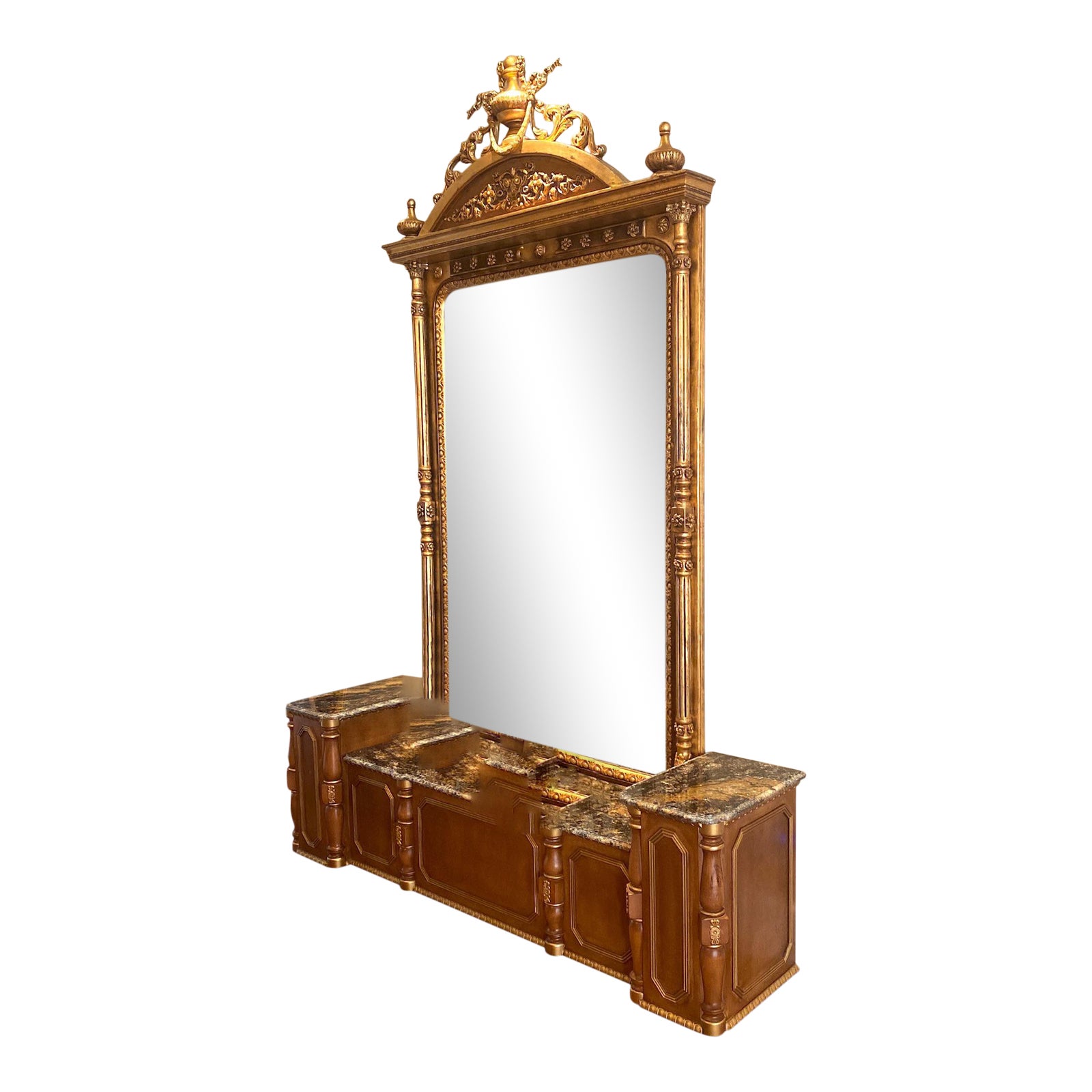 Custom Marble Top Gold Mirror Console Table Chairish