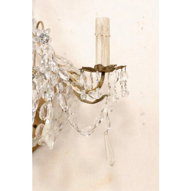 Mid 20th Century French Three-Light Crystal Sconces - A Pair For Sale - Image 10 of 11