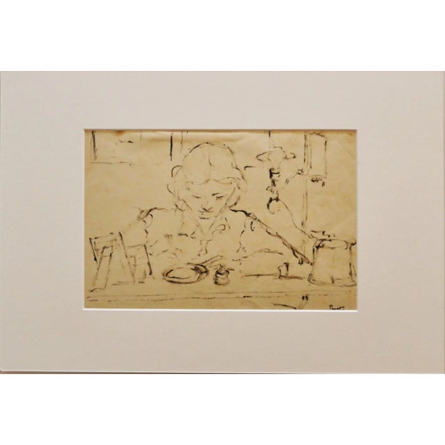 Woman is an original drawing artwork realized by the artist Arturo Peyrot in 1960 ca. Hand-signed by the artist on the...