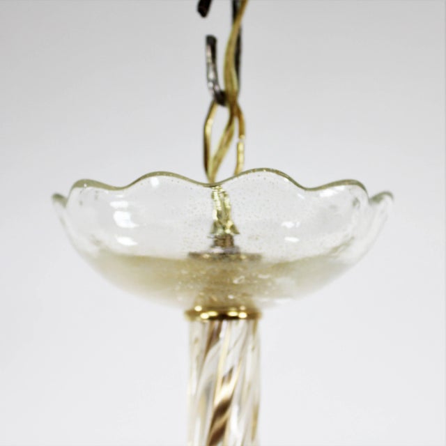 Mid 20th Century MidCentury 24k Gold Infused and Rigaree Murano Frond Pendant Light For Sale - Image 5 of 12