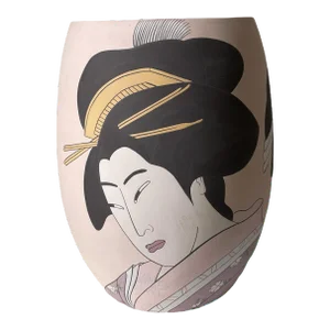 1980s Art Pottery "LiLies" Geisha Vase Signed Sylvia Grycner