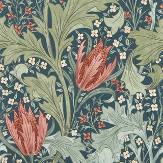 Morris & Co. Lent Lily Wallpaper in Indigo/Madder- a sample For Sale