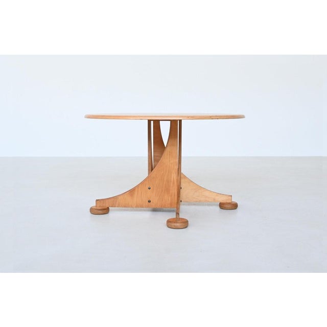 Mid-Century Modern Sculptural Dining Table in Birch by Sjoerd Soeters for Lundia, Netherlands, 1980 For Sale - Image 3 of 17
