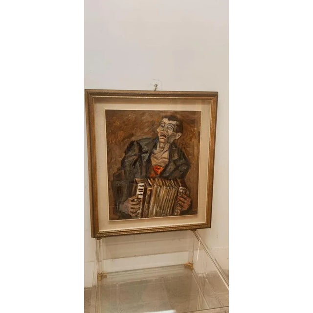Emilio Notte, The Blind Player, 1970s, Oil on Canvas, Framed For Sale - Image 7 of 8
