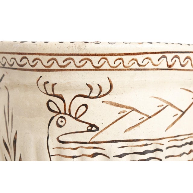 Rustic Primitive Hand Painted Terracotta Planter For Sale - Image 3 of 6