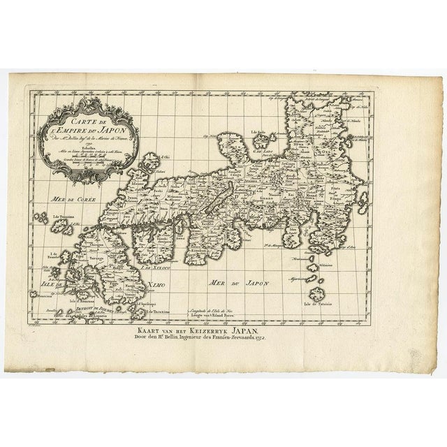 Antique map titled 'Carte de L'Empire de Japon (\.).' Map of the Empire of Japan. Centered on the Bay of Osaka, this map...