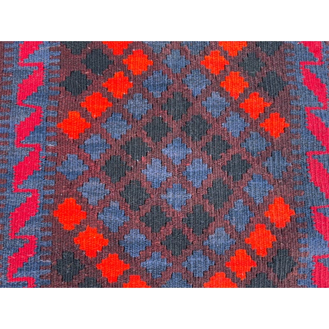 Vintage Afghan Handmade Kilim Rug, 2'8 X 5'5 Ft, Maimana Wool Flat Weave Tribal Runner Carpet For Sale - Image 4 of 8