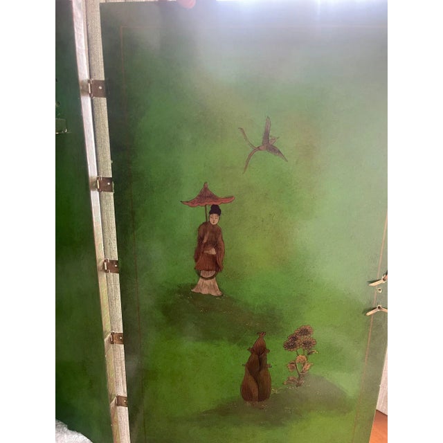 Green Italian Baroque‑Style Green Chinoiserie Lacquer Bar Cabinet. 20th Century. For Sale - Image 8 of 10