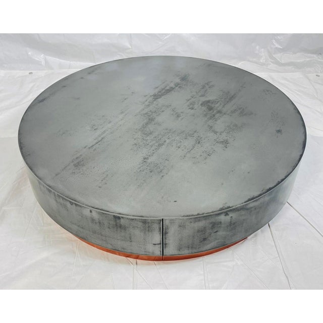 Wood "Loren" Coffee Table by Draga & Aurel for Baxter, Aged Nickel & Copper, Italy For Sale - Image 7 of 17