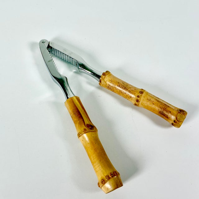 1970s Vintage Hollywood Regency Coastal Boho Chic Bamboo Handle Nutcracker For Sale - Image 4 of 10