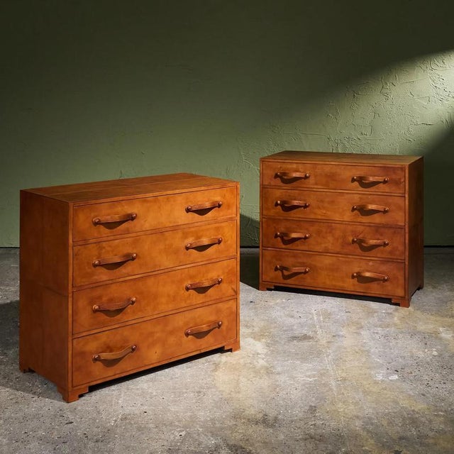 Cognac Leather Chest of Drawers, Europe, 1980s, Set of 2 For Sale - Image 10 of 10