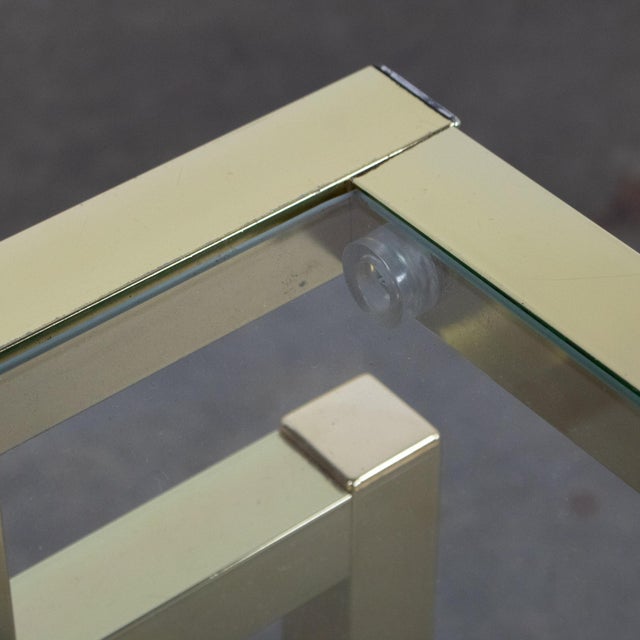 Late 20th Century Modern Coffee Table Brass Toned Anodized Aluminum Frame With a Glass Inset Top For Sale - Image 14 of 18