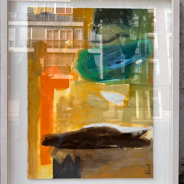 Green Lorenzo Colomo, Abstract Composition, 21st Century, Mixed Media on Paper, Framed For Sale - Image 8 of 18