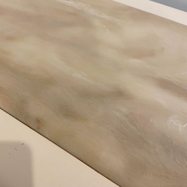 Off-white 1980s Postmodern Broyhill Faux Marble Top Low Dresser For Sale - Image 8 of 13