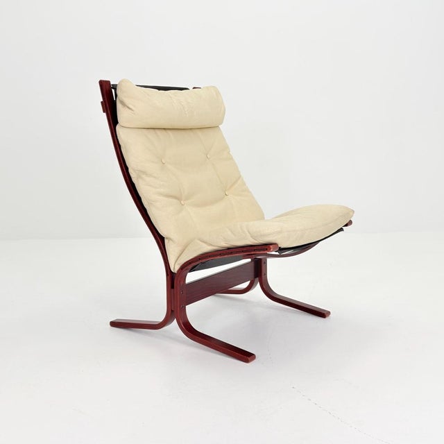 Set of Mid-Century Modern Siesta Chair and Ottoman in Cream White Leather by Ingmar Relling, 1970s For Sale - Image 13 of 18