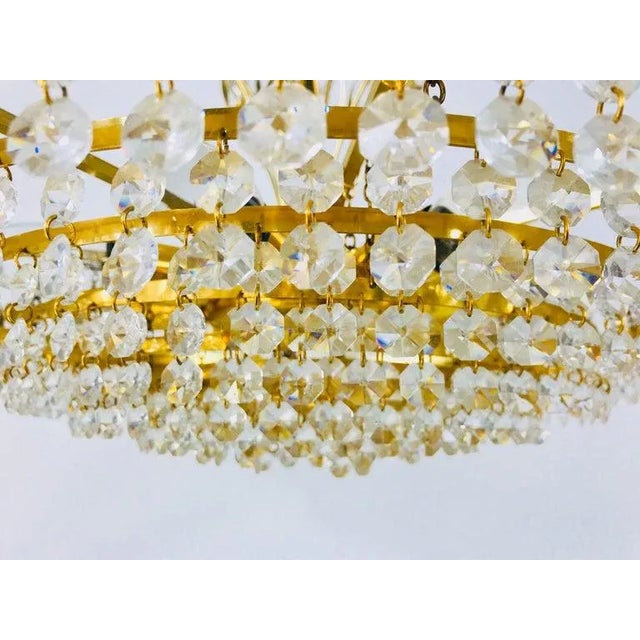 Golden Gilded Brass and Crystal Glass Chandelier by Palwa, Germany, 1960s For Sale - Image 10 of 11
