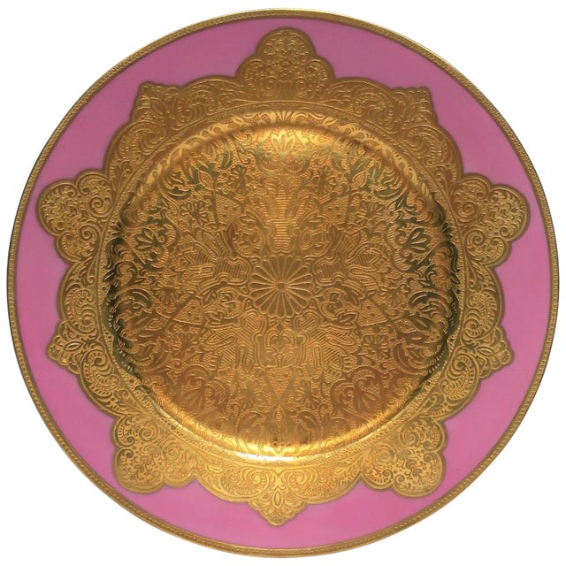 German Pink and Gold Plate or Wall Art For Sale