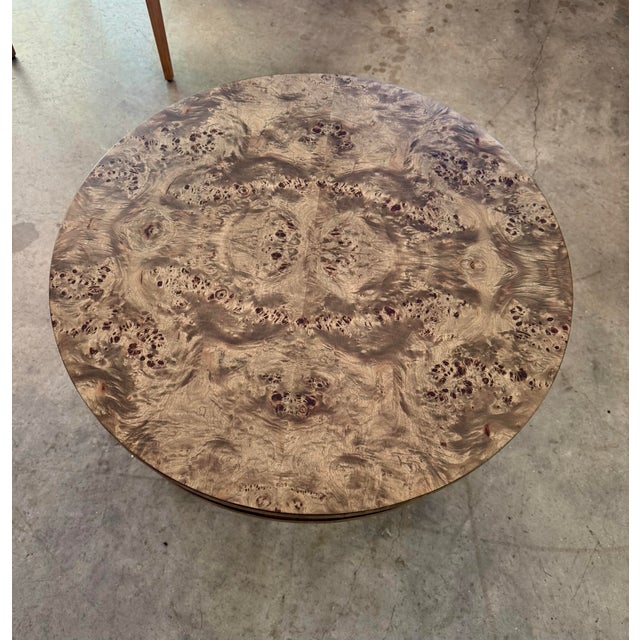 Jonathan Charles Jonathan Charles Transitional Burl Wood Fulgurite Drum Table For Sale - Image 4 of 8
