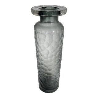 Sophisticated, Gorgeous Gray Acid Cut Honeycomb Glass Vase For Sale