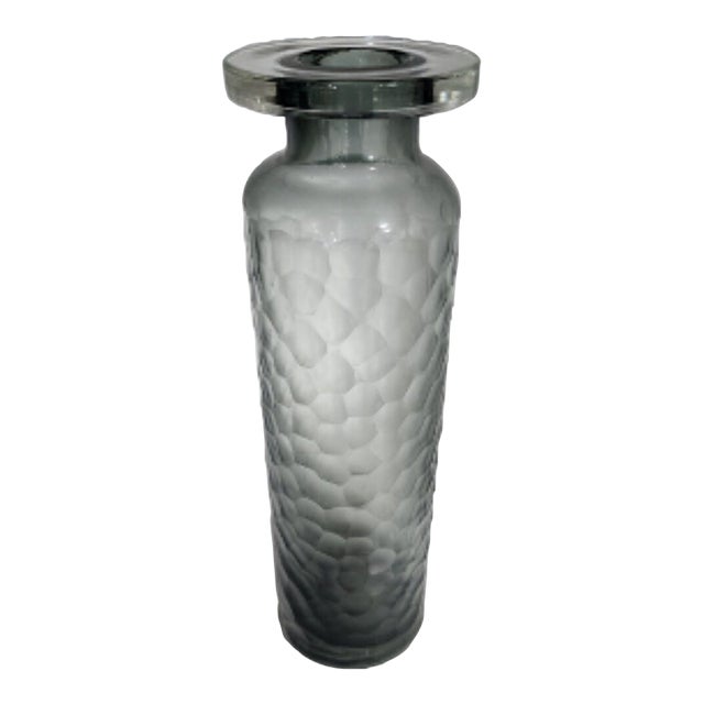 Sophisticated, Gorgeous Gray Acid Cut Honeycomb Glass Vase For Sale