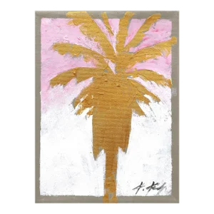 Touched by Gold - Original Pink Sky Gold Palm Tree Artwork by Kathleen Keifer