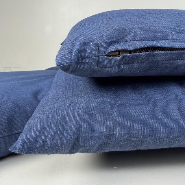Vintage Indigo Zabuton Floor Cushions, 1980s, Set of 5 For Sale - Image 9 of 12
