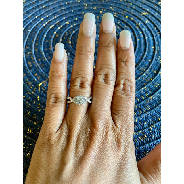 Early 21st Century 0.72 Carat Round Cut Diamond Bridal Cluster 14k White Gold Ring, Size 6.5 For Sale - Image 5 of 5