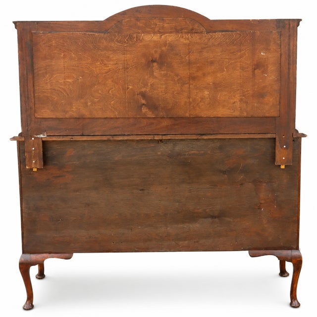 1940s Antique Honey-Brown Wood Buffet With Oval Mirror and Cabriole Legs For Sale - Image 10 of 10