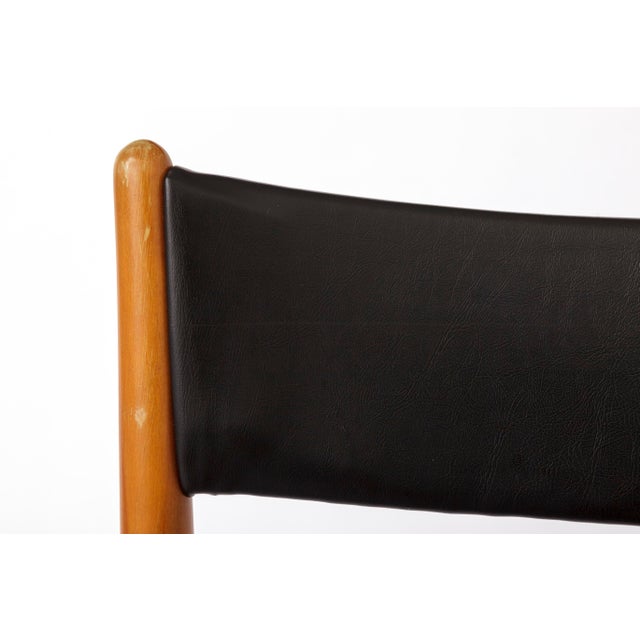 Vintage German Dining Chairs in Beech and Black Faux Leather attributed to Lübke, 1970s, Set of 6 For Sale - Image 10 of 11