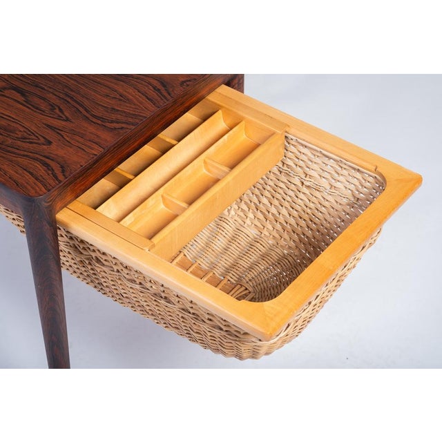 Brown Rosewood Sewing Table by Severin Hansen for Haslev Møbelsnedkeri, Denmark, 1960s For Sale - Image 8 of 10