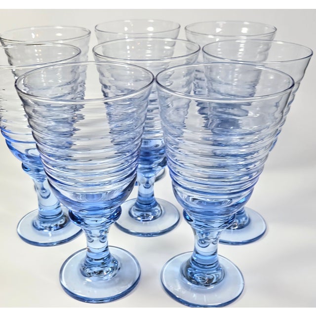 Sky Blue Goblets- Set of Eight For Sale - Image 11 of 11