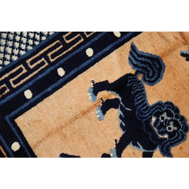 Foo Dog Pictorial Chinese 20th Century Wool Rug For Sale - Image 4 of 6