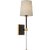 2020s Julie Neill for Visual Comfort Signature Lucia 21" Cordless Sconce in Matte Black and Crystal with Linen Shade For Sale - Image 5 of 13