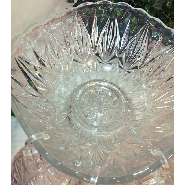 1960s Hazelware Williamsport Cut Crystal Punch Bowl Set for Twelve 27