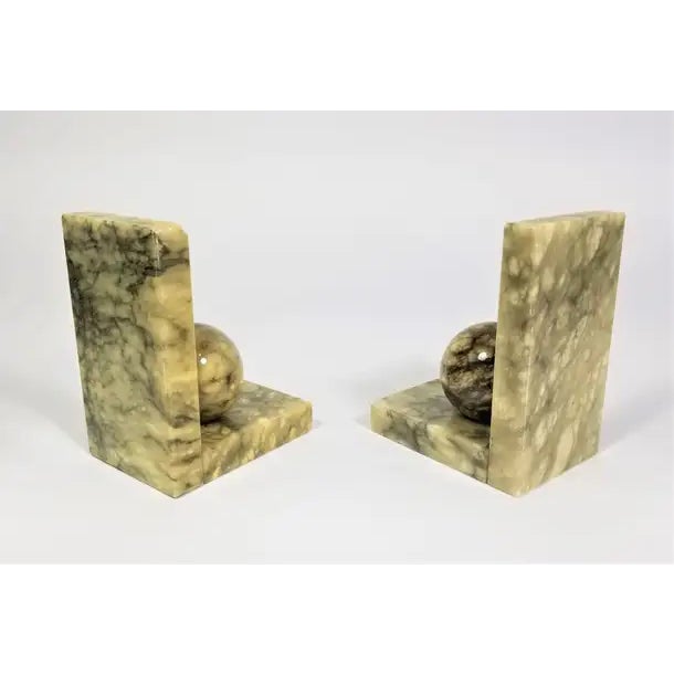 Pair of Vintage Italian Alabaster Marble Bookends
