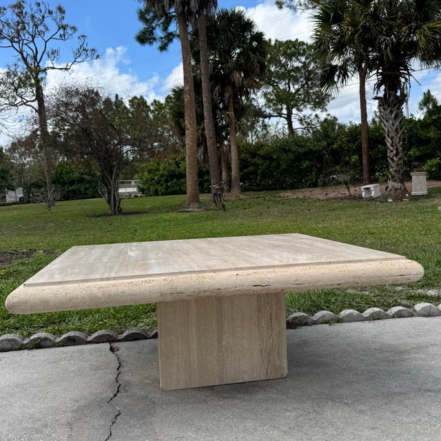 Stone Vintage Italian Travertine Coffee Table by Stone International For Sale - Image 7 of 12
