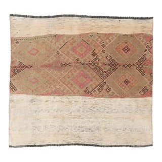Decorative Faded Vintage Kilim Rug - 3`7″ X 4`0″ For Sale