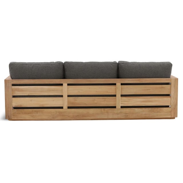 Outdoor Charcoal & Teak Sofa For Sale - Image 4 of 7