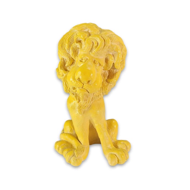 This vintage chalkware figurine features a striking male lion with a vibrant yellow color. Handmade in the 1970s, this...
